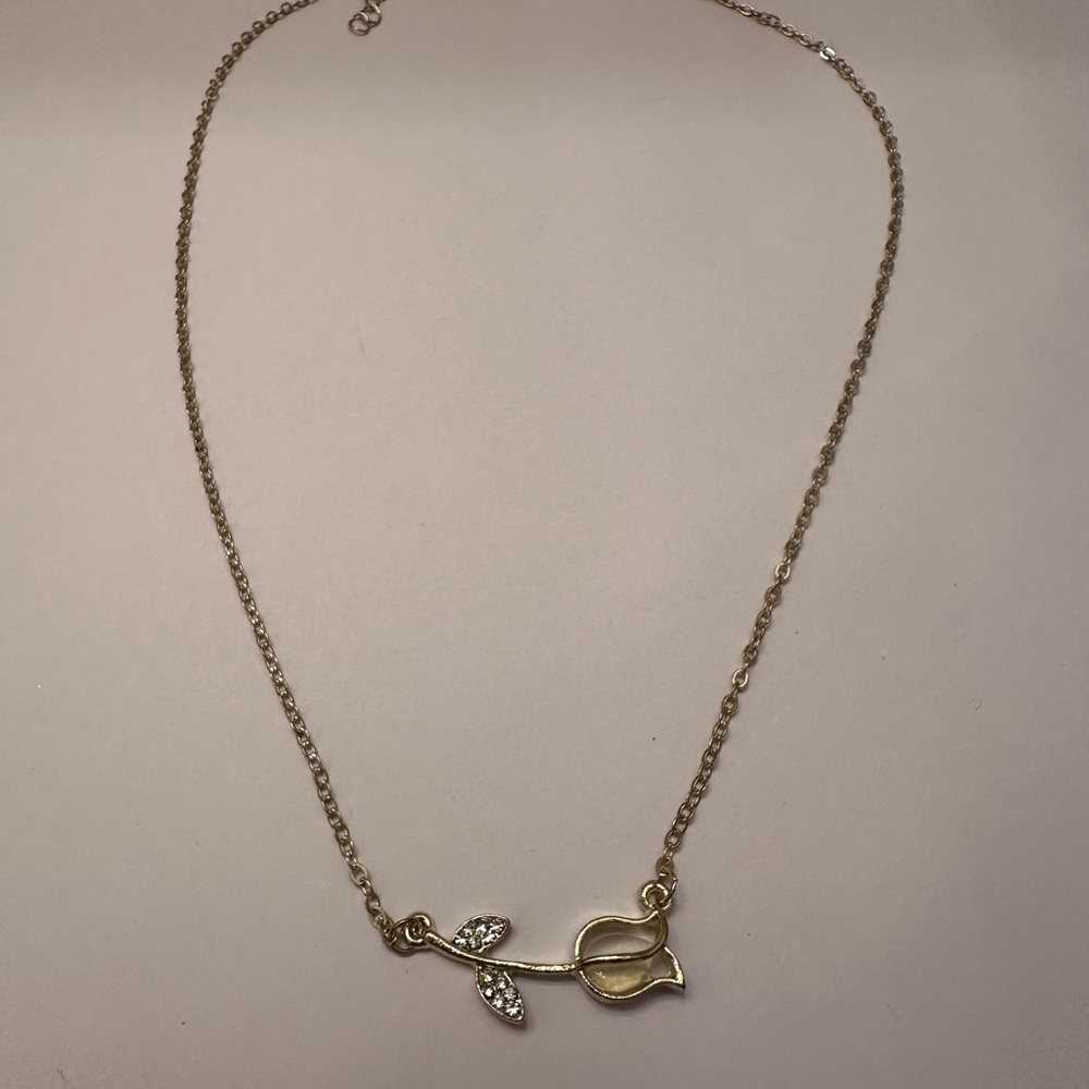 Gold Tulip Pendant Necklace
